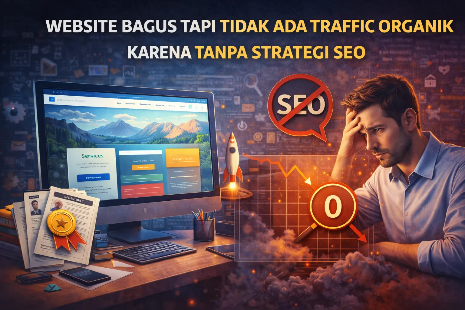 website bagus tapi tidak ada traffic organik karena tanpa strategi SEO
