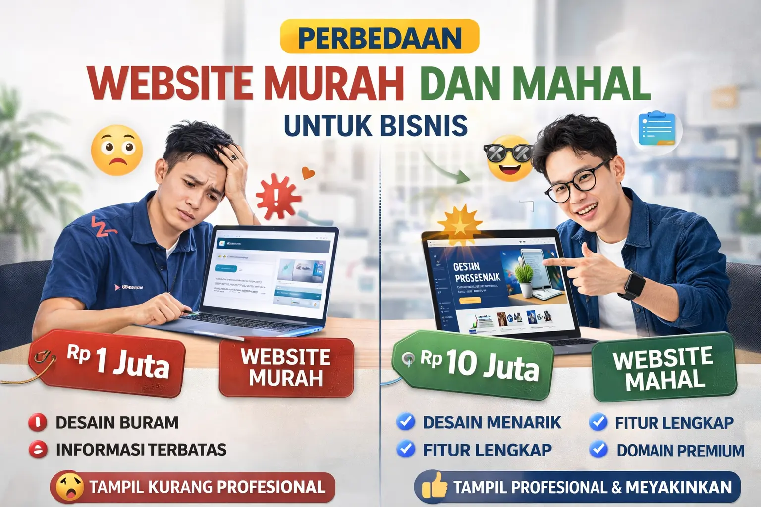 perbedaan website murah dan mahal untuk bisnis