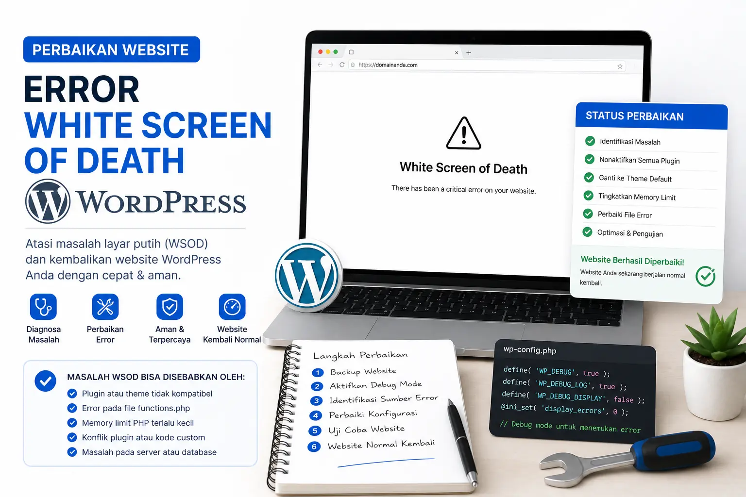 perbaikan-website-error-white-screen-of-death-wordpress