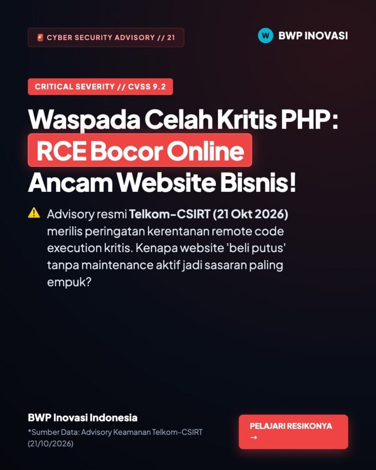 Waspada Kerentanan Kritis PHP (CVSS 9.2): Mengapa Website Bisnis Wajib Memiliki Maintenance Aktif